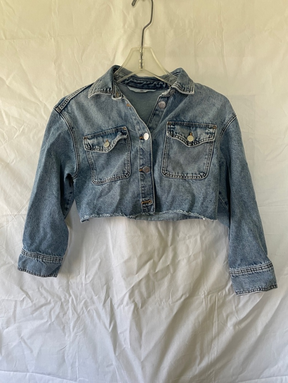 H&M Light Blue Cropped Jean Jacket